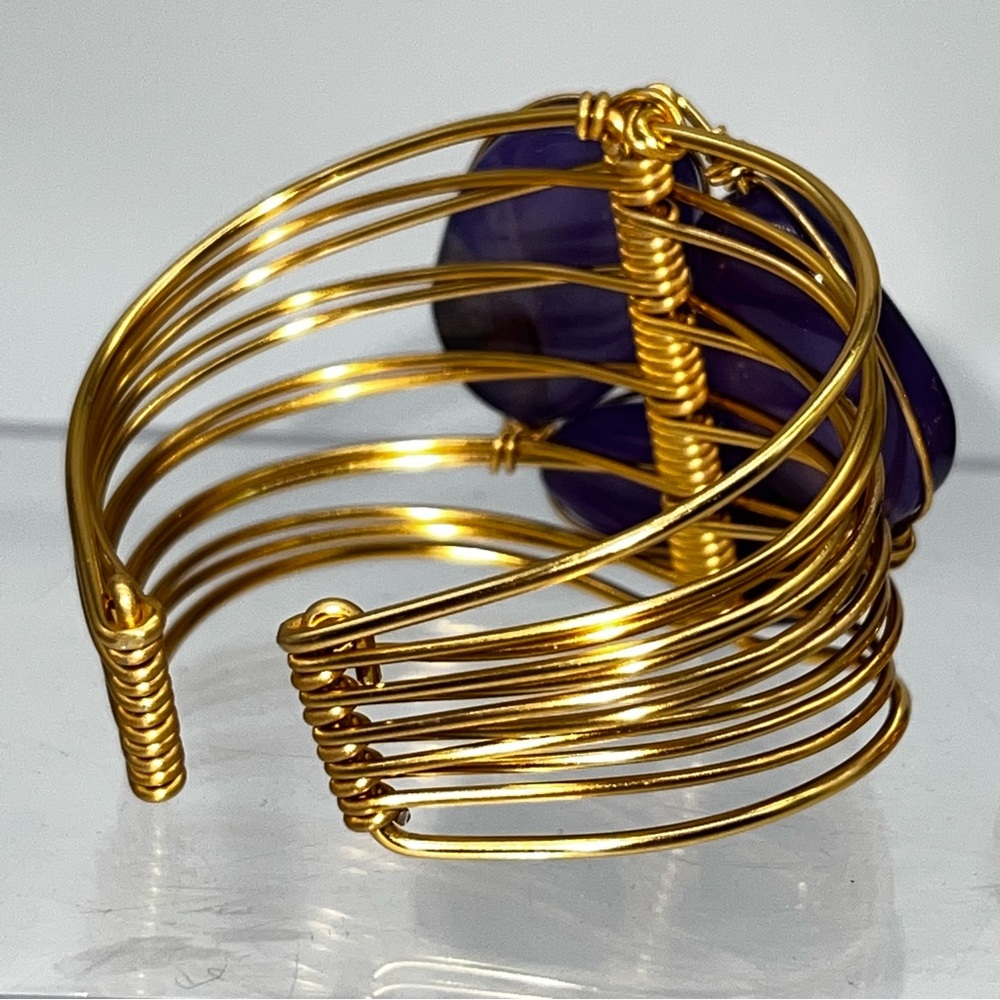 Elegant Purple/Blue and Gold Bracelet and Ring Costume Jewelry 2 Piece Set - Picture 5 of 8
